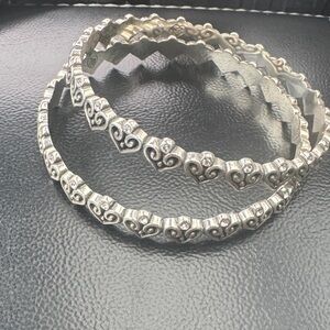 Elegant Brighton  Silver Heart Patterned Bangles
